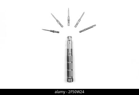 Screwdrivers set tool isolated on a white background, equipment concept Stock Photo