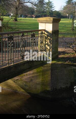 Boultham Park Lincoln, Lincolnshire, open spaces, woodland, lake, wildlife, urban space, rural amenity, paths, water fountain, bandstand ornate green Stock Photo