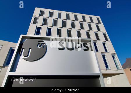 Lugano, Ticino, Switzerland - 15th March 2021 : View of the new campus east building of the Università della Svizzera Italiana and Supsi (Swiss Italia Stock Photo