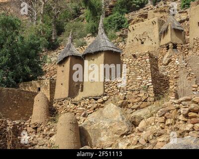 Dogon village and typical mud buildings, Tireli, Mali, Africa Stock Photo