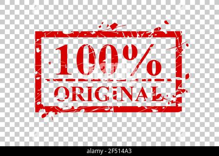 Vector Scratch Red Rectangle Rubber Stamp, 100% Original, at Transparent effect Background Stock Vector