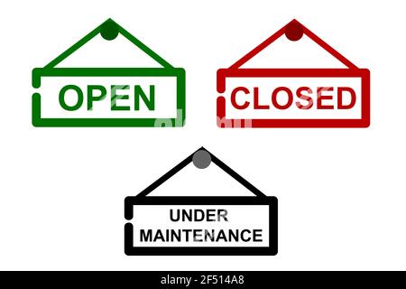 Icon Store Plank, Open and Close, isolated on white Stock Vector