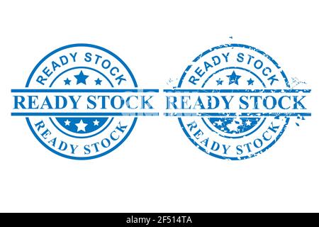 Vector of Blue Circle Grunge Rubber Stamp, Ready Stock, Isolated on White Stock Vector