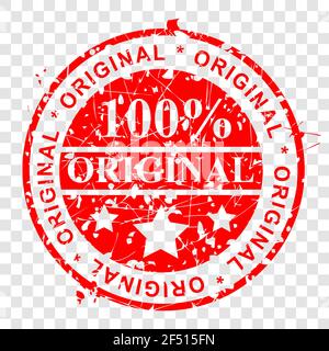 Vector Red Rust Clean Circle Rubber Stamp, 100% Original, at transparent effect background Stock Vector