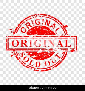 Vector Red Rust Clean Circle Rubber Stamp, 100% Original, at transparent effect background Stock Vector