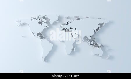3D world map with shadow Stock Photo