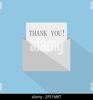 Thank you concept with open envelope. The letter says thank you. Vector illustration Stock Vector