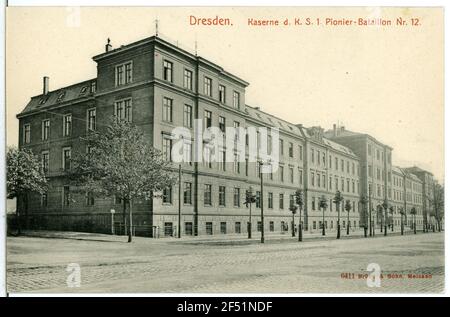 Bocks of the 1st Royal Saxon Pioneer Battalion No. 12 Dresden. Barracks d. K. S. 1. Pioneer - Battalion No. 12 Stock Photo
