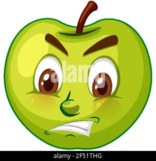 Apple cartoon character with facial expression illustration Stock Vector