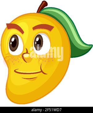Mango cartoon character with facial expression illustration Stock Vector