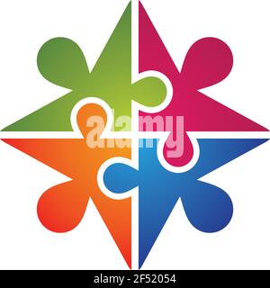 Puzzle logo template vector icon illustration design Stock Vector