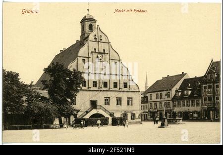 Market with town hall Grimma. Market with town hall Stock Photo