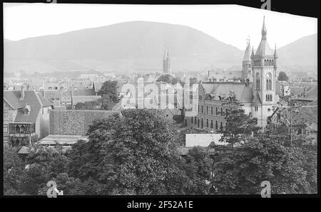 Goslar. View of the city with the post office building with tower at Rosentor Stock Photo