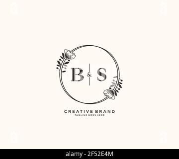 BS letters Botanical feminine logo template floral, editable premade ...