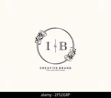 IB letters Botanical feminine logo template floral, editable premade ...