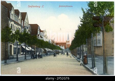 Bahnhofstraße Senftenberg. Station road Stock Photo