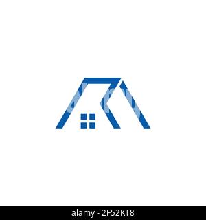 letter r home windows line geometric logo vector Stock Vector