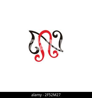 letter nn simple linked colorful curves line symbol vector Stock Vector