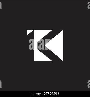 letter lk abstract geometric negative space square logo vector Stock Vector