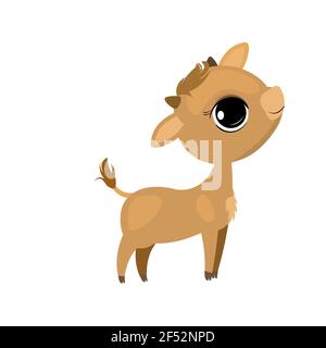 Little calf calf. Cow or bull. Isolated object on a white background. Cheerful kind animal child. Cartoons flat style. Funny. Vector Stock Vector