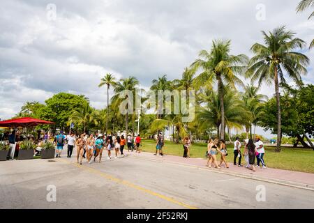 Beautiful people Miami Beach spring break 2021 Stock Photo