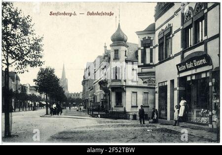 Bahnhofstraße Senftenberg. Station road Stock Photo