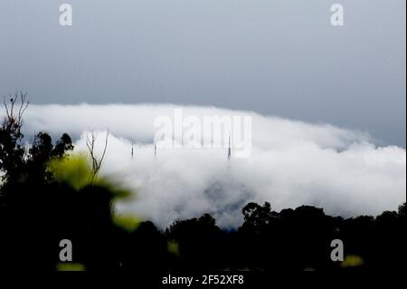 Mount Dandenong - after the rain. A torrential downpour had moved through - leaving this beautiful scene from the balcony of my flat in Ringwood, Vic! Stock Photo