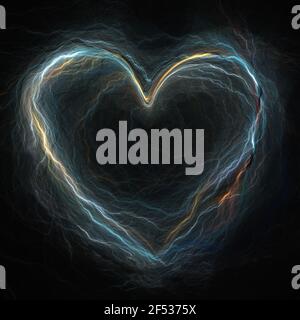 Fractal Art Background - Neon Heart - 3D Rendering Stock Photo - Alamy
