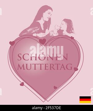 Mother's day poster made in German. The most important person in our life, our mother . Translation: Happy Mother's Day Stock Photo