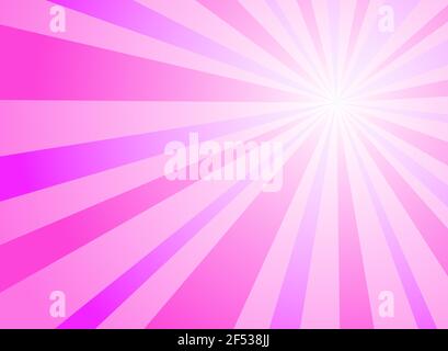 Sunlight glow horizontal background. Pink color burst background. Vector illustration. Sun beam ray sunburst wallpaper. Candy bright backdrop. starbur Stock Vector