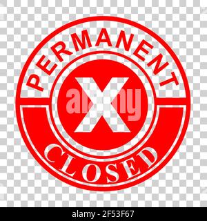 Simple Vector Clean Red Rubber Stamp, Permanent Closed, at transparent effect background Stock Vector