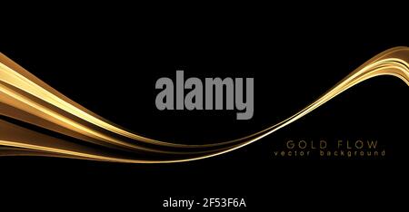 Abstract shiny color gold wave luxury background Stock Vector