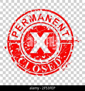 Vector Rust and Dirty Red Rubber Stamp, Permanent Closed, at transparent effect background Stock Vector