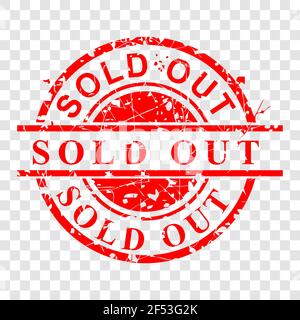 Rust Red Circle Vector Rubber Stamp, Sold Out, at transparent effect background Stock Vector