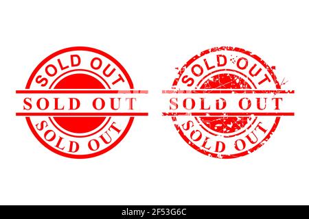 Vector Red Circle Rusty Vector Rubber Stamp, Sold Out, Isolated on White Stock Vector