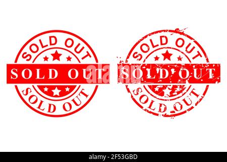 Vector Red Circle Rusty Vector Rubber Stamp, Sold Out, Isolated on White Stock Vector