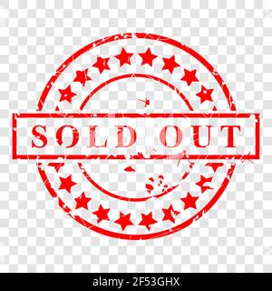 Rust Red Circle Vector Rubber Stamp, Sold Out, at transparent effect background Stock Vector