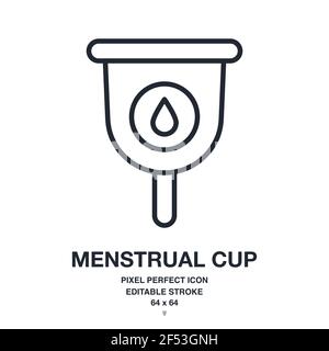Menstrual cup editable stroke outline icon isolated on white background vector illustration. Pixel perfect. 64 x 64. Stock Vector