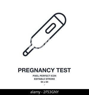 Pregnancy test editable stroke outline icon isolated on white background vector illustration. Pixel perfect. 64 x 64. Stock Vector