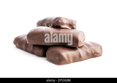 Sweet chocolate bars isolated on white background. Stock Photo
