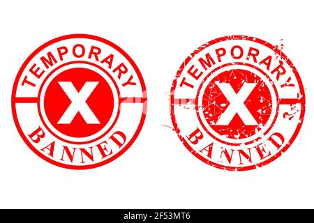 Vector Circle red Rubber Stamp, Temporary Banned Stock Vector