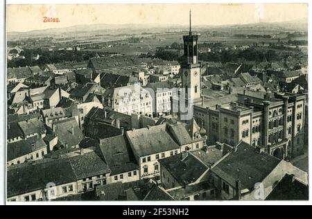 View over the city to the town hall Zittau. View over the city to the town hall Stock Photo