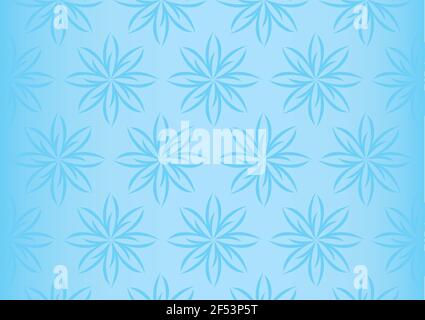 Seamless vector background design of repeated floral pattern in soothing pastel blue with fading effect at the sides Stock Vector