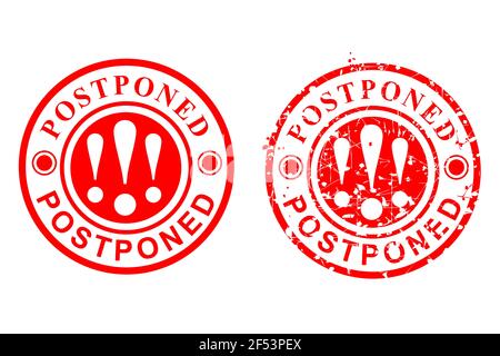 Clean and Rust Circle Vector Red Grunge Rubber Stamp Effect, Postponed Isolated on White Stock Vector