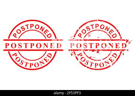 Clean and Rust Circle Vector Red Grunge Rubber Stamp Effect, Postponed Isolated on White Stock Vector