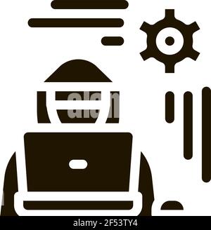 settings hacker icon Vector Glyph Illustration Stock Vector