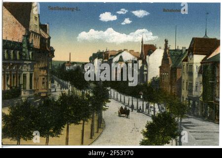 Bahnhofstraße Senftenberg. Station road Stock Photo