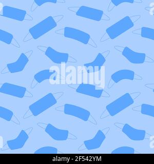 Seamless pattern with blue face masks on blue background Stock Vector