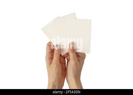 Mockup of 3 blank white tarot cards or learning cards and a deck