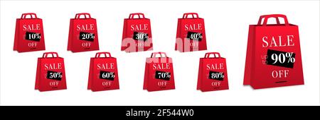 Shopping Promotional Sale set of labels. Retail tags with discounts. Vector illustration Stock Vector